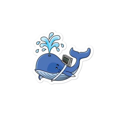 tracheostomy decal of whale with vent on back